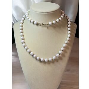 Monet Faux Pearl Necklace Gold Spacer Beads Vintage – Classic Elegant Layering